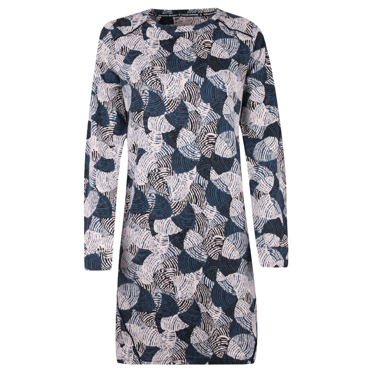 Soquesto Damen Langarm Kleid dusk blue printed