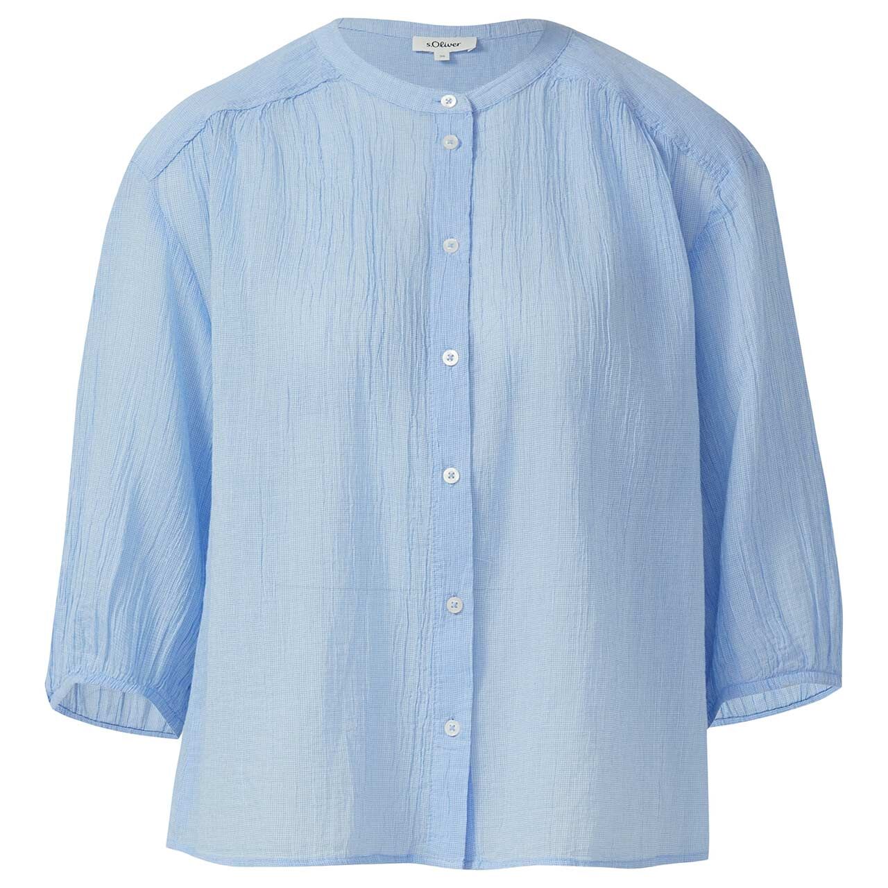 s.Oliver Damen 3/4 Arm Bluse light blue checked