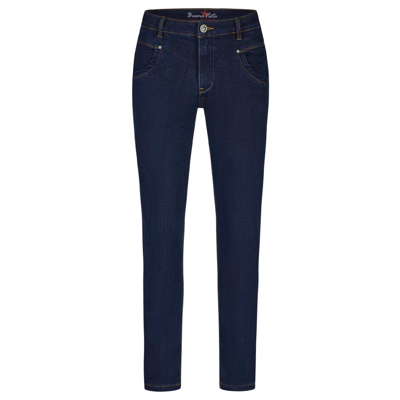 Damen Ankle Jeans Anna C Cropped Soft Warming von Buena Vista in Dunkelblau angewaschen, Vorderansicht