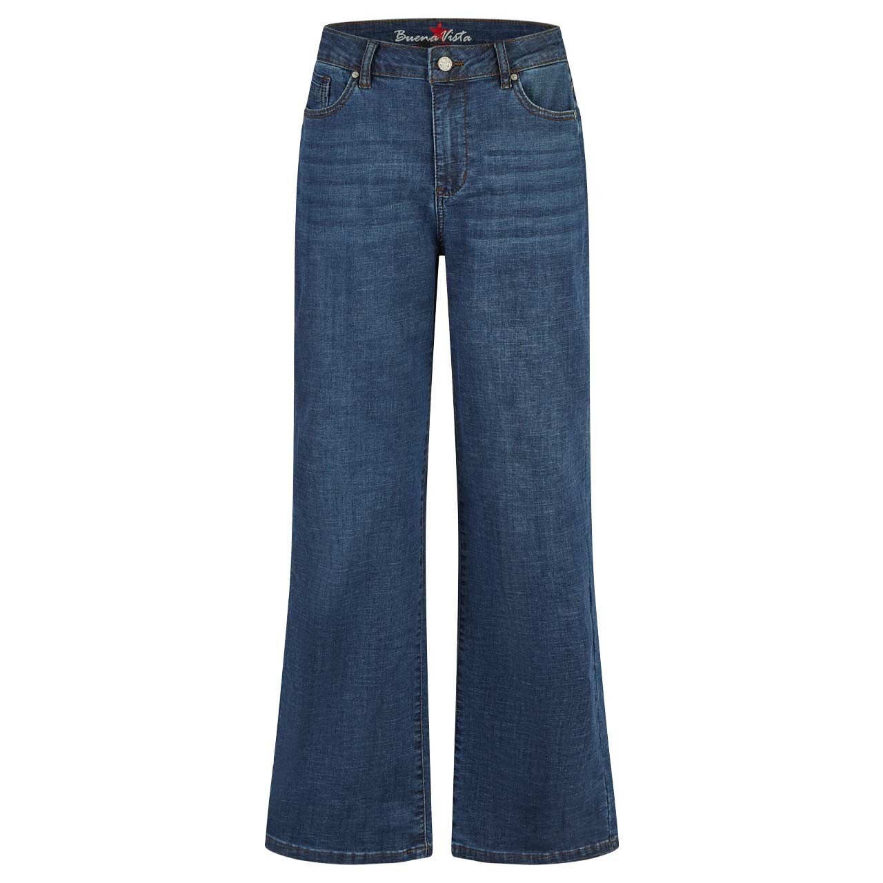 Damenjeans Wide Leg Cross Denim von Buena Vista in Dunkelblau angewaschen, Vorderansicht
