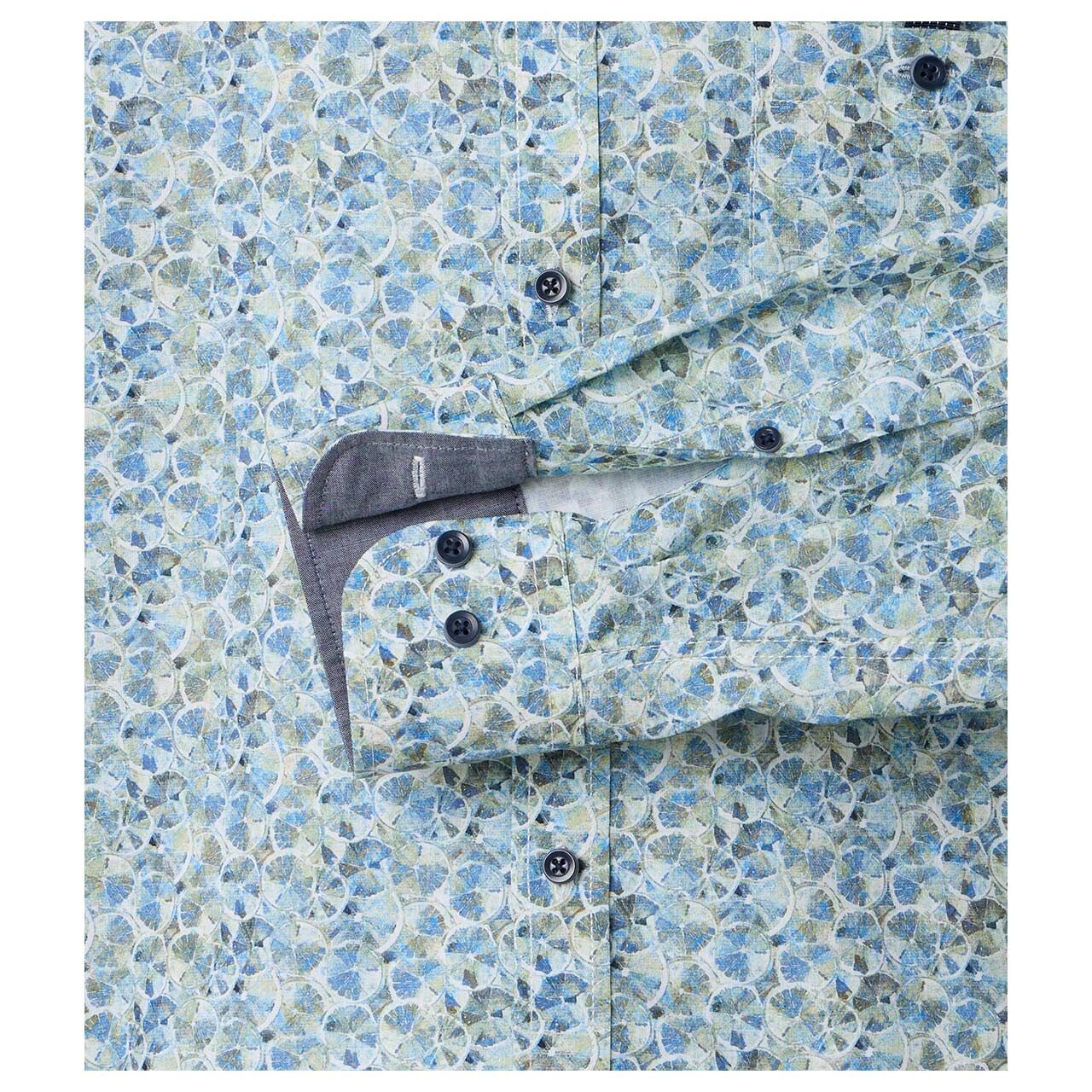 Herren Langarm Hemd von Casa Moda in Grün mit Print, Detailansicht Ärmel