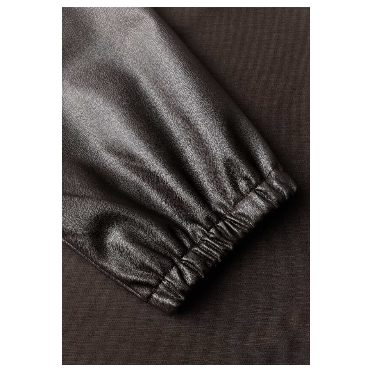 Street One Damen 3/4 Arm Shirt Silk Look Fake Leather black coffee