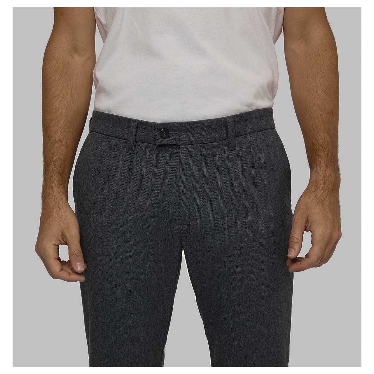 MAC Lennox Chinohose grey stone herringbone