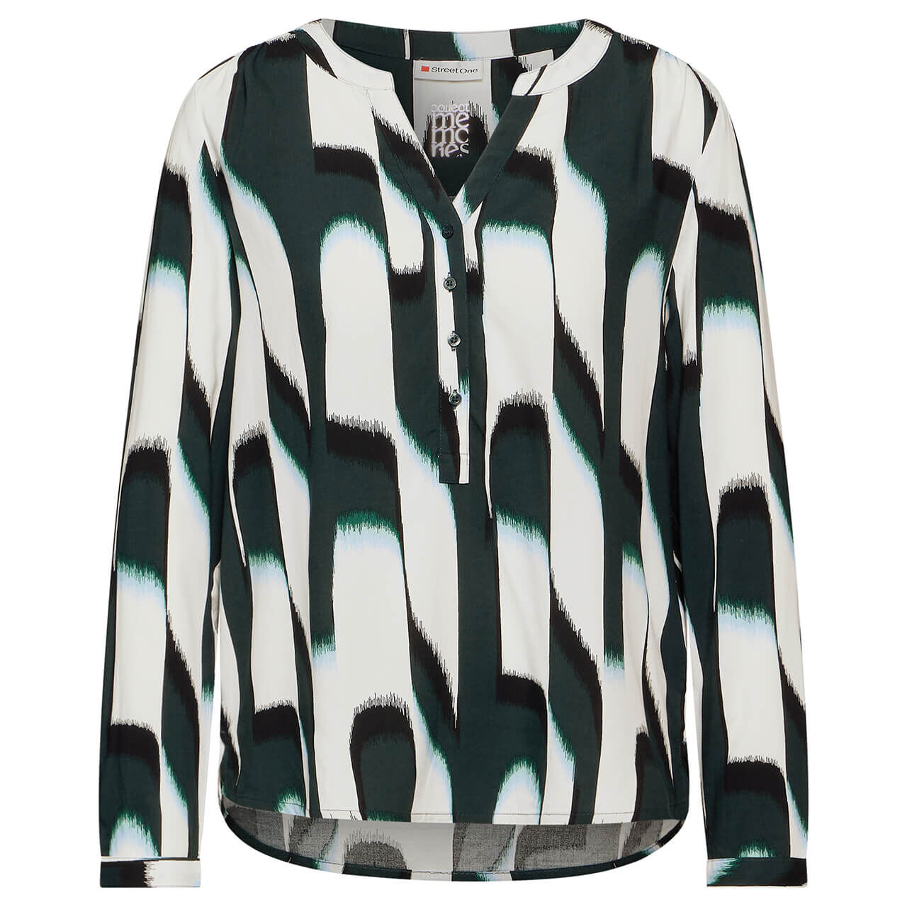 Street One Damen Langarm Bluse Bamika hunter green print