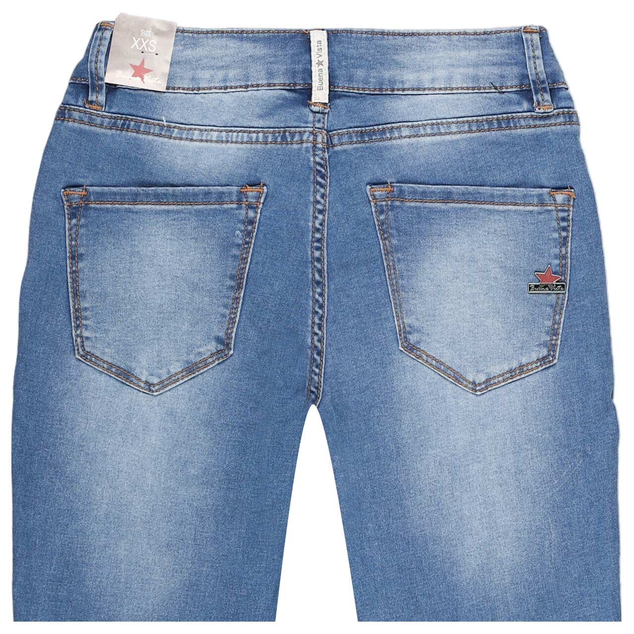 Stretch Damenjeans Italy V 7/8 Cozy Denim von Buena Vista in Mittelblau angewaschen, detaillierte Rückansicht