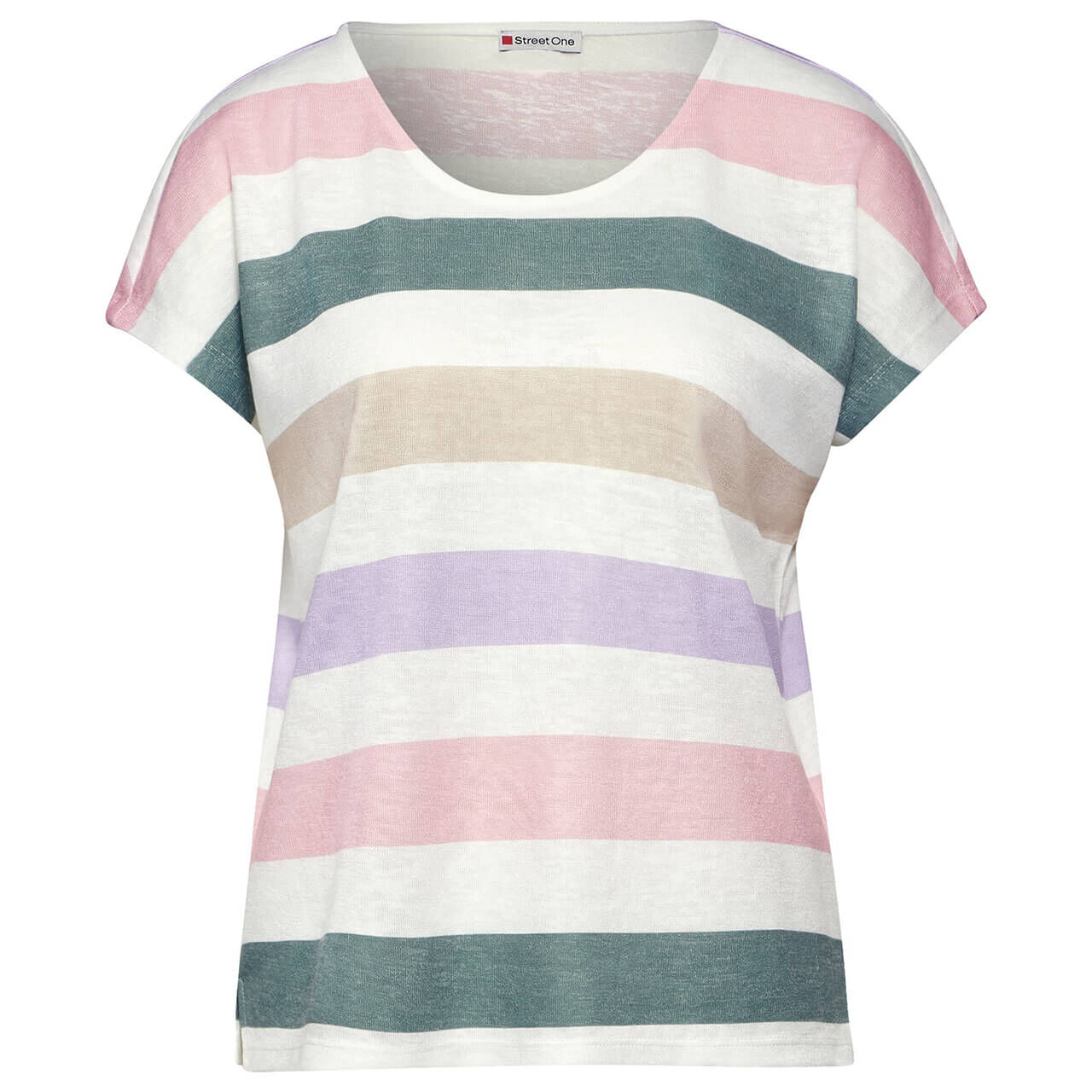 Street One Damen T-Shirt Big Multicolor Stripe off white