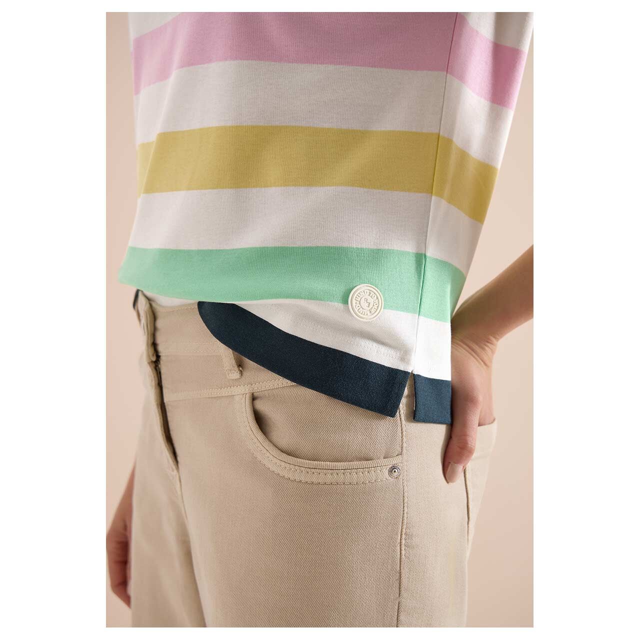 Cecil Damen T-Shirt Multistripe vanilla white