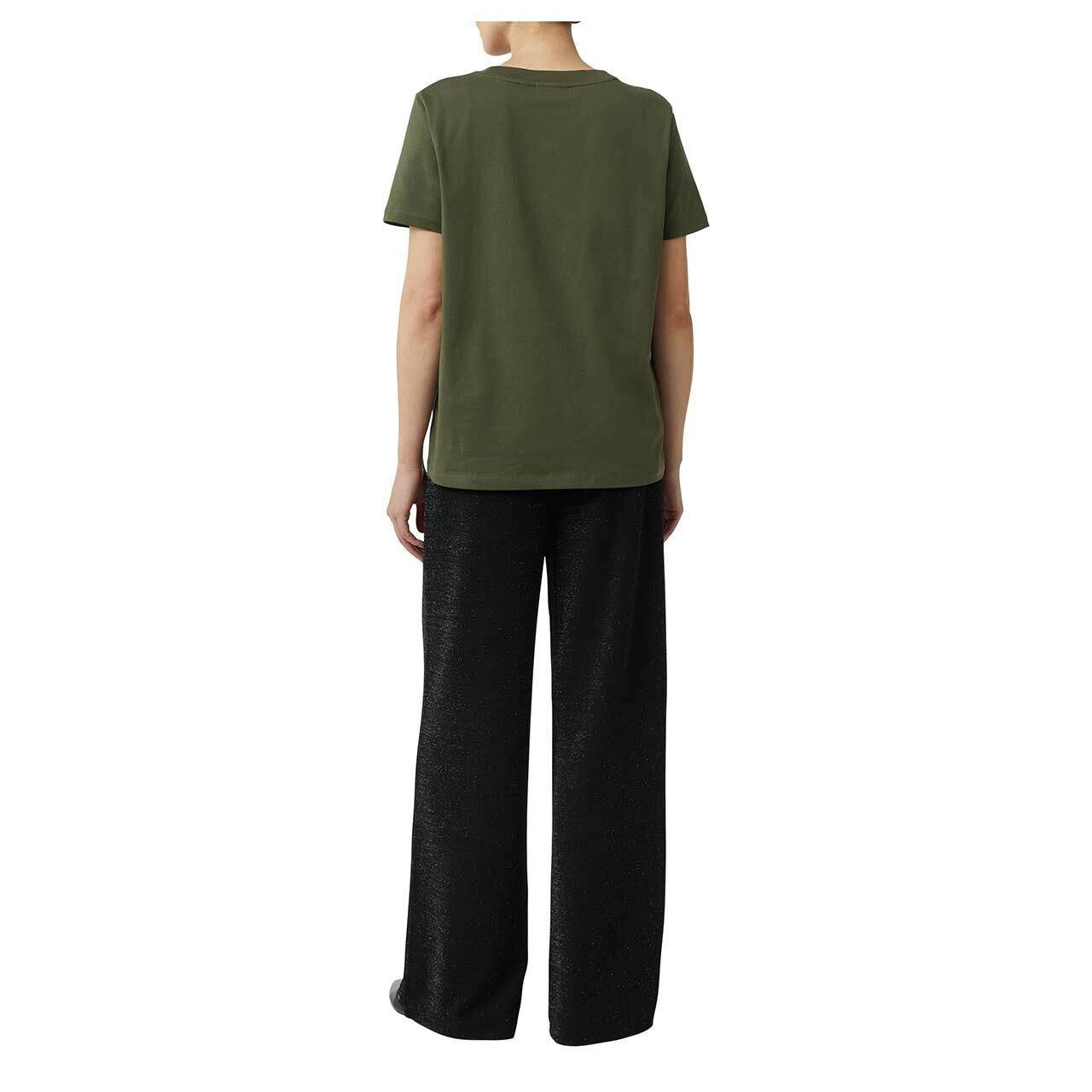 Damen T-Shirt von Comma in Olivgrün, Rückansicht am Model