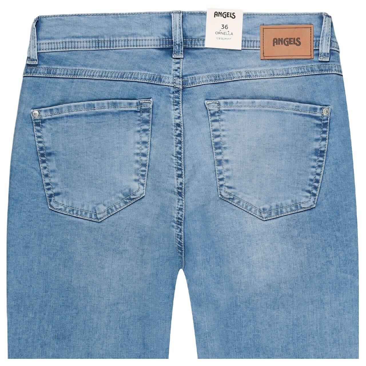 Damen 7/8 Jeans Ornella von Angels in Hellblau verwaschen mit Strass, detaillierte Rückansicht