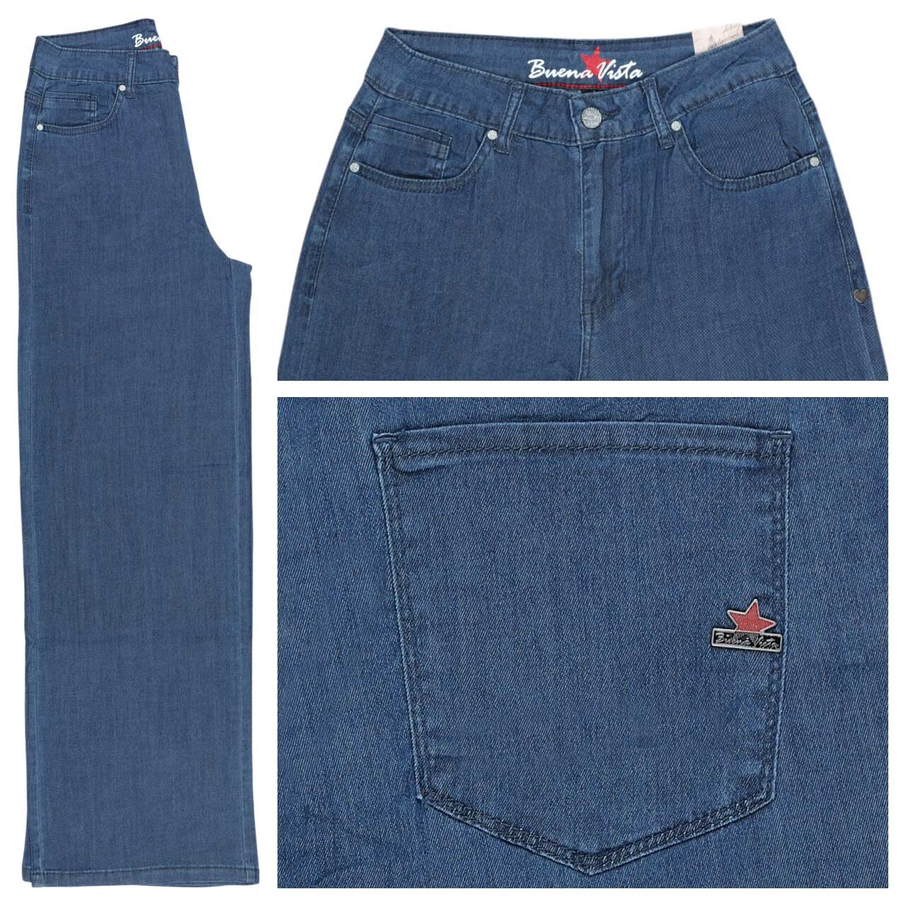 Buena Vista Wide Leg Summer Denim Jeans dark stone