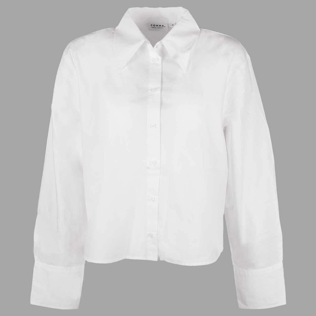 Comma Damen Langarm Bluse pure white