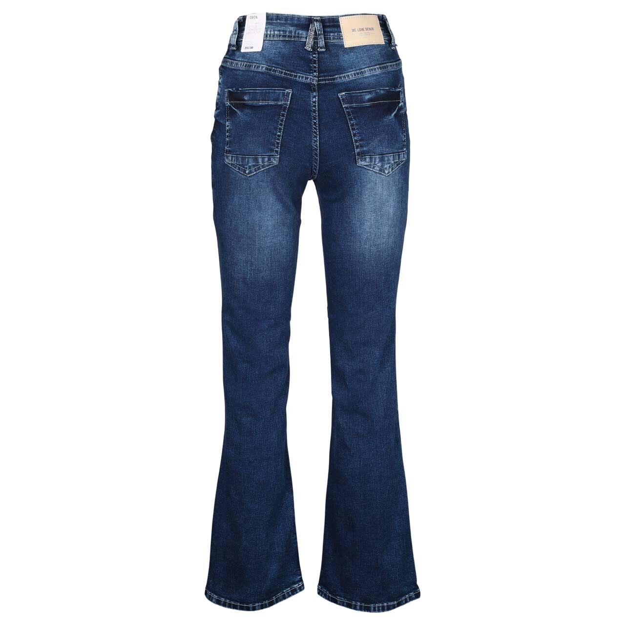 Damenjeans Toronto Bootcut von Cecil in Blau verwaschen, Rückansicht