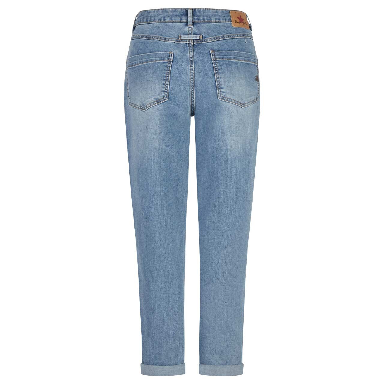 Damen Ankle Jeans Carrot Cropped Stretch Denim von Buena Vista in Hellblau angewaschen, Rückansicht