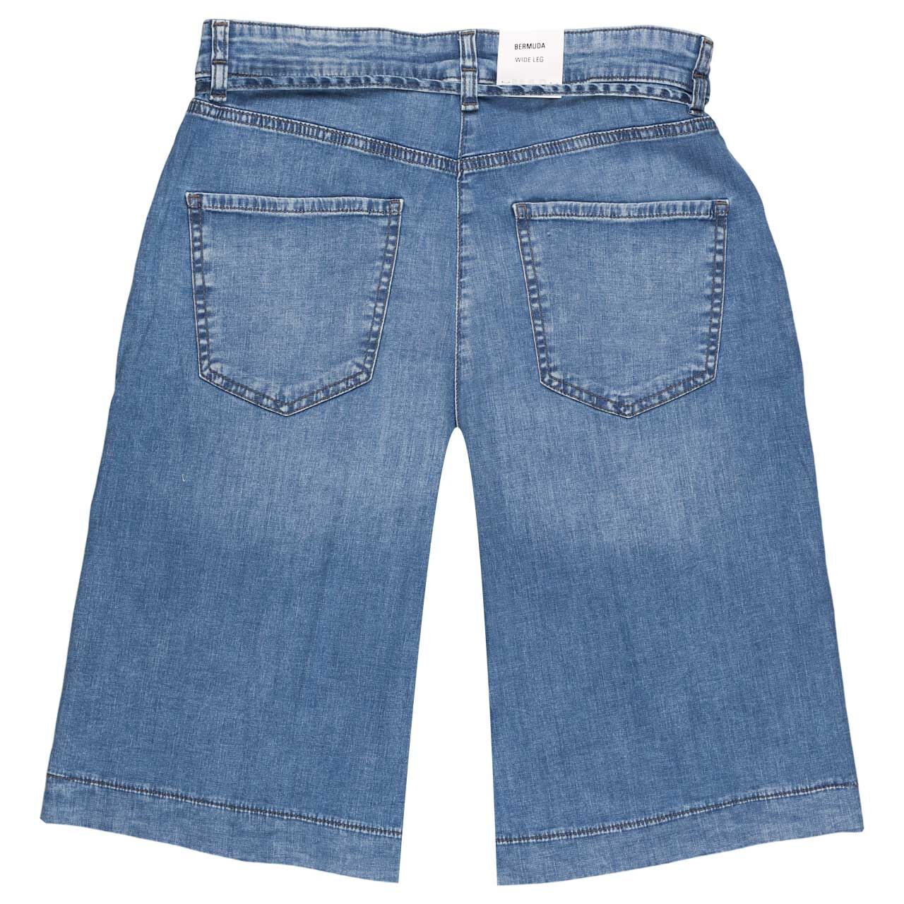 Stretch Damenjeans Wendy Bermuda von MAC in Blau angewaschen, detaillierte Rückansicht