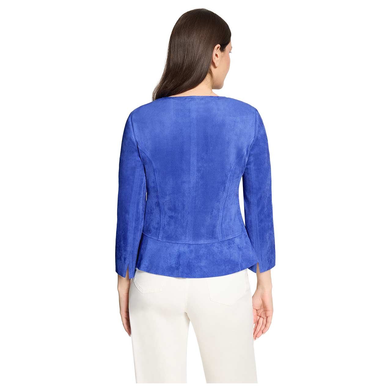 Damen 3/4 Arm Velours Jacke von Betty Barclay in Royalblau, Rückansicht am Model