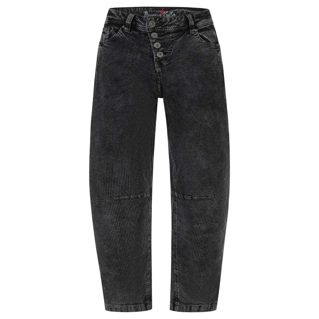 Damen Cordhose Malibu 7/8 Relaxed Corduroy von Buena Vista in Schwarz, Vorderansicht