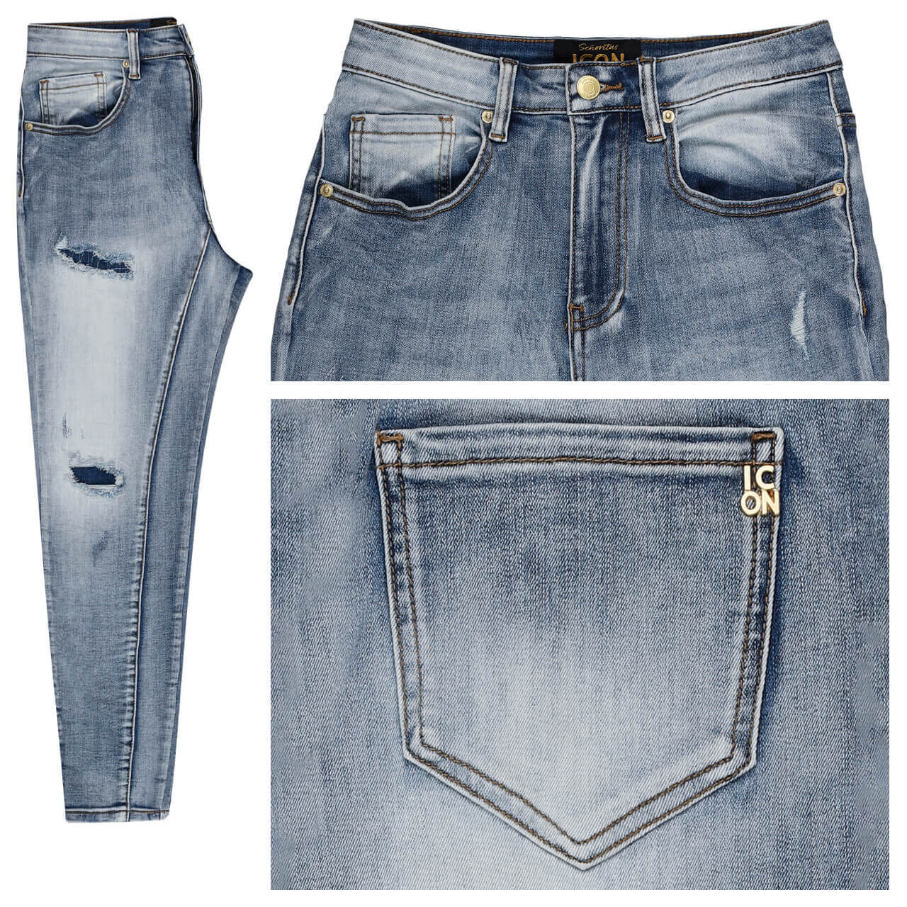 Senoritas ICON Texas Tea 7/8 Jeans light breeze destroy and patch