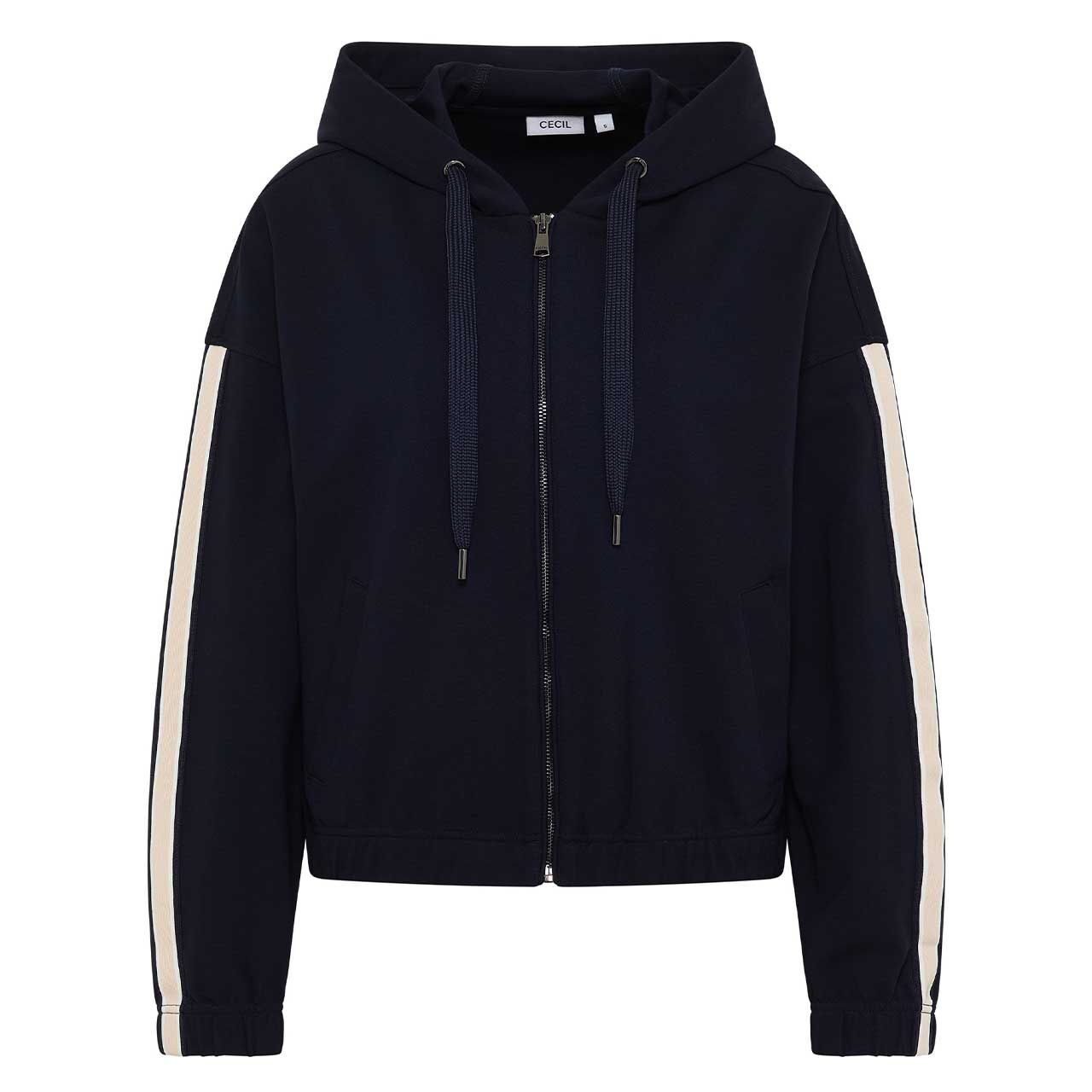 Cecil Damen Hoodie Sweatjacke Galon Stripe urban dark blue