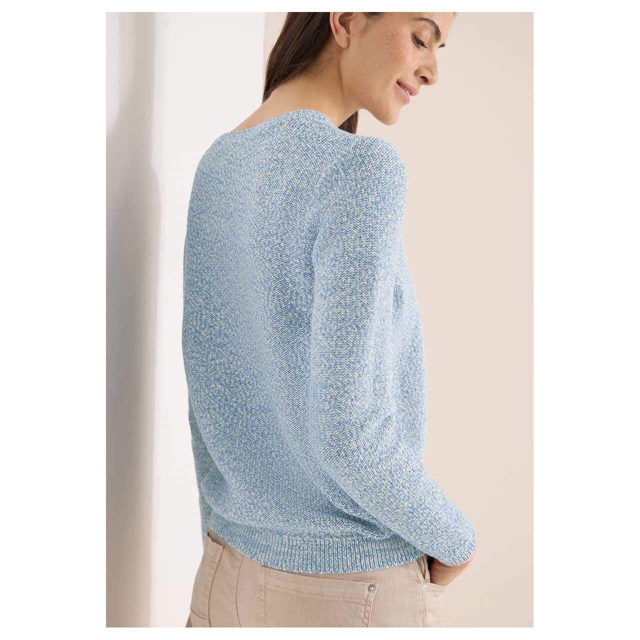 Damen Pullover Space Dye Tape von Cecil in Blau meliert, Rückansicht am Model