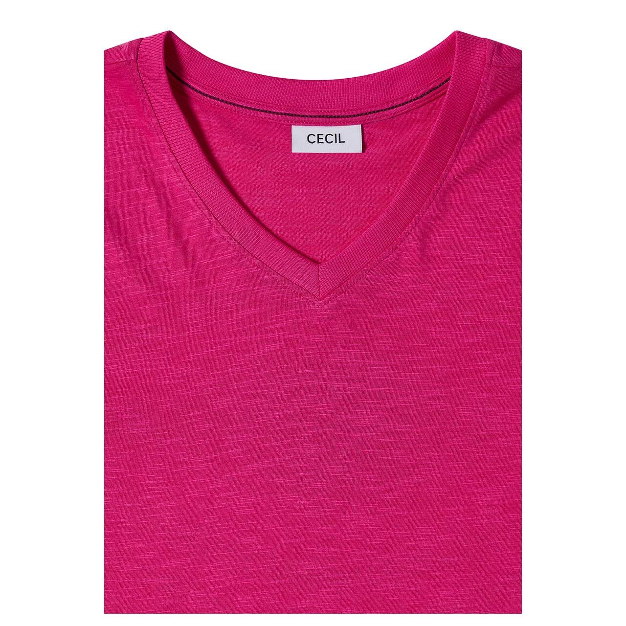 Cecil Damen 3/4 Arm Shirt Rib V-Neck pink flash