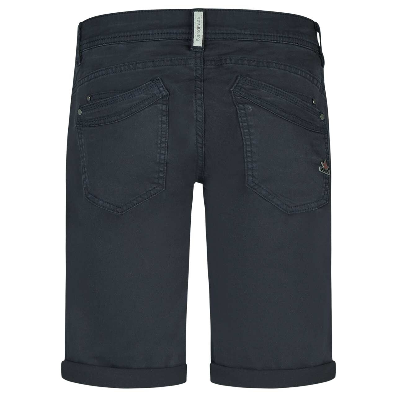 Stretch Twill Baumwollhose Malibu-Short von Buena Vista in Dunkelblau, Vorderansicht an der Puppe