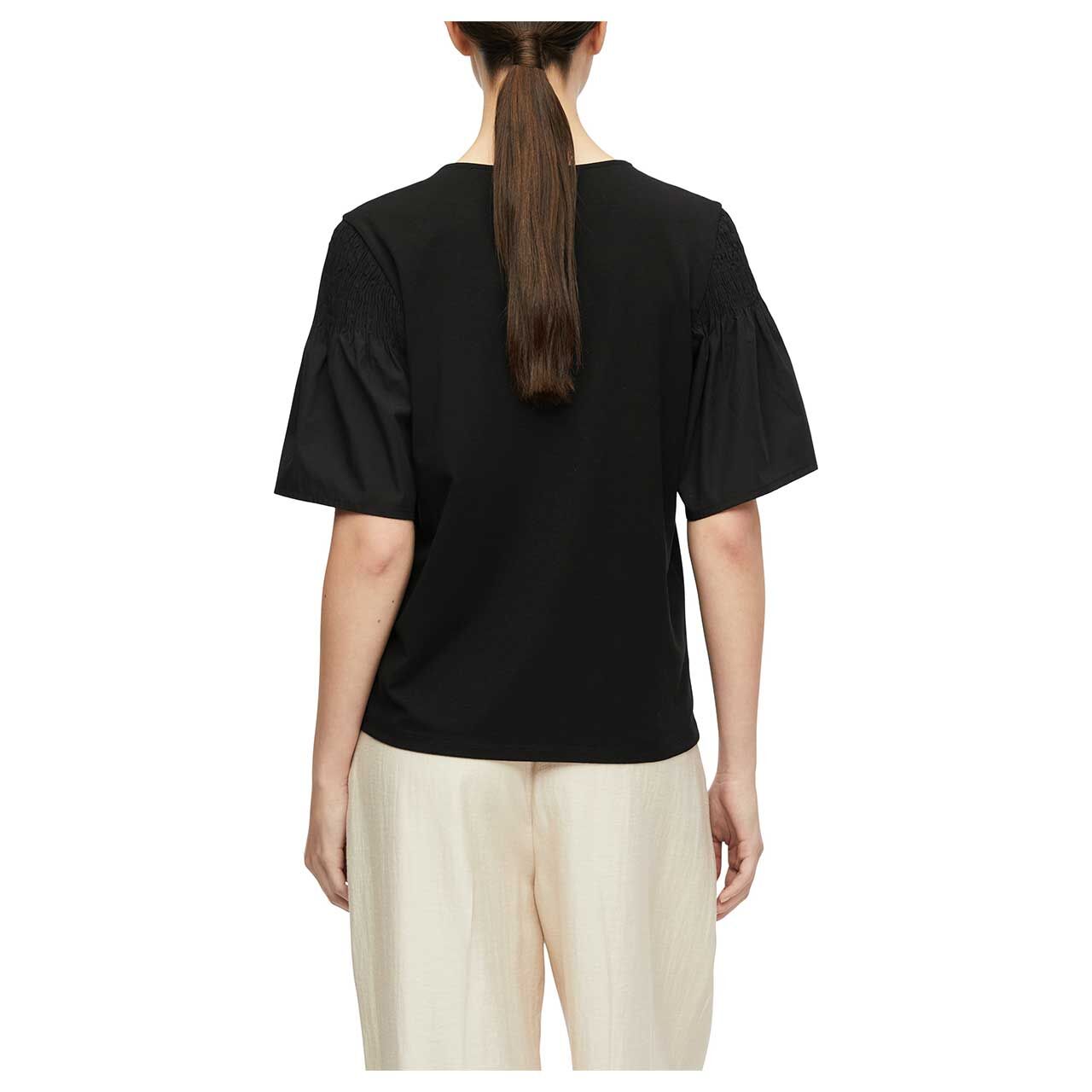 Damen T-Shirt von Comma in Schwarz, Rückansicht am Model