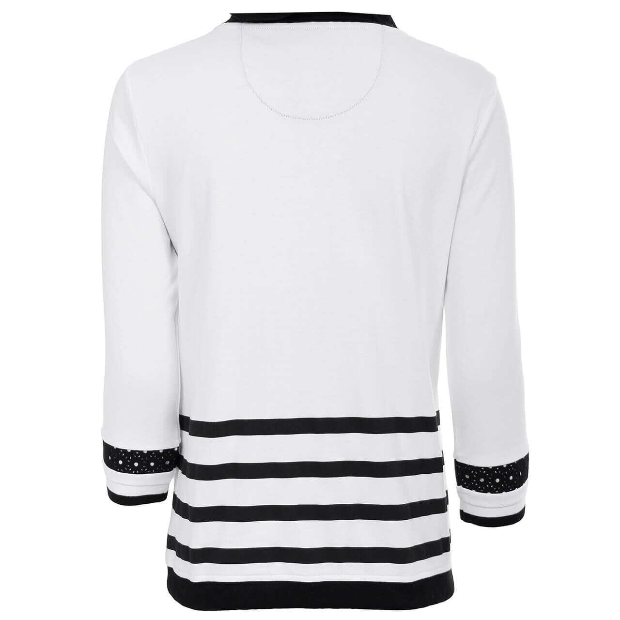 Soquesto 3/4 Arm Sweatshirt für Damen in Cremeweiß gestreift, FarbNr.: 5200
