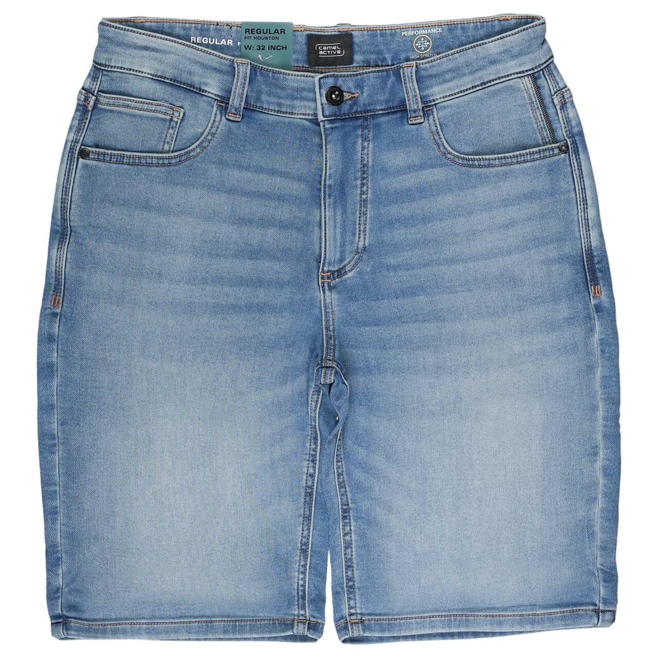 Stretch Herren Jeans Bermuda Houston fleXXX von Camel active in Hellblau angewaschen, Vorderansicht