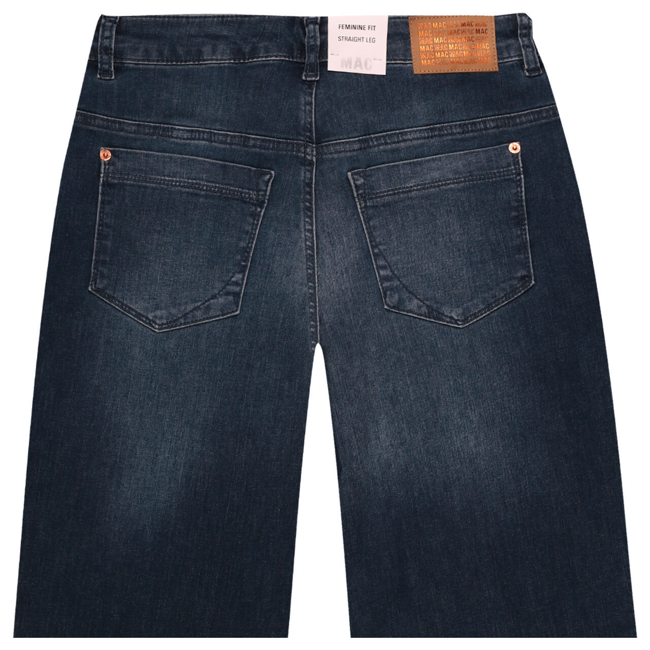 Stretch Damenjeans Gracia von MAC in Mittelblau angewaschen, detaillierte Rückansicht