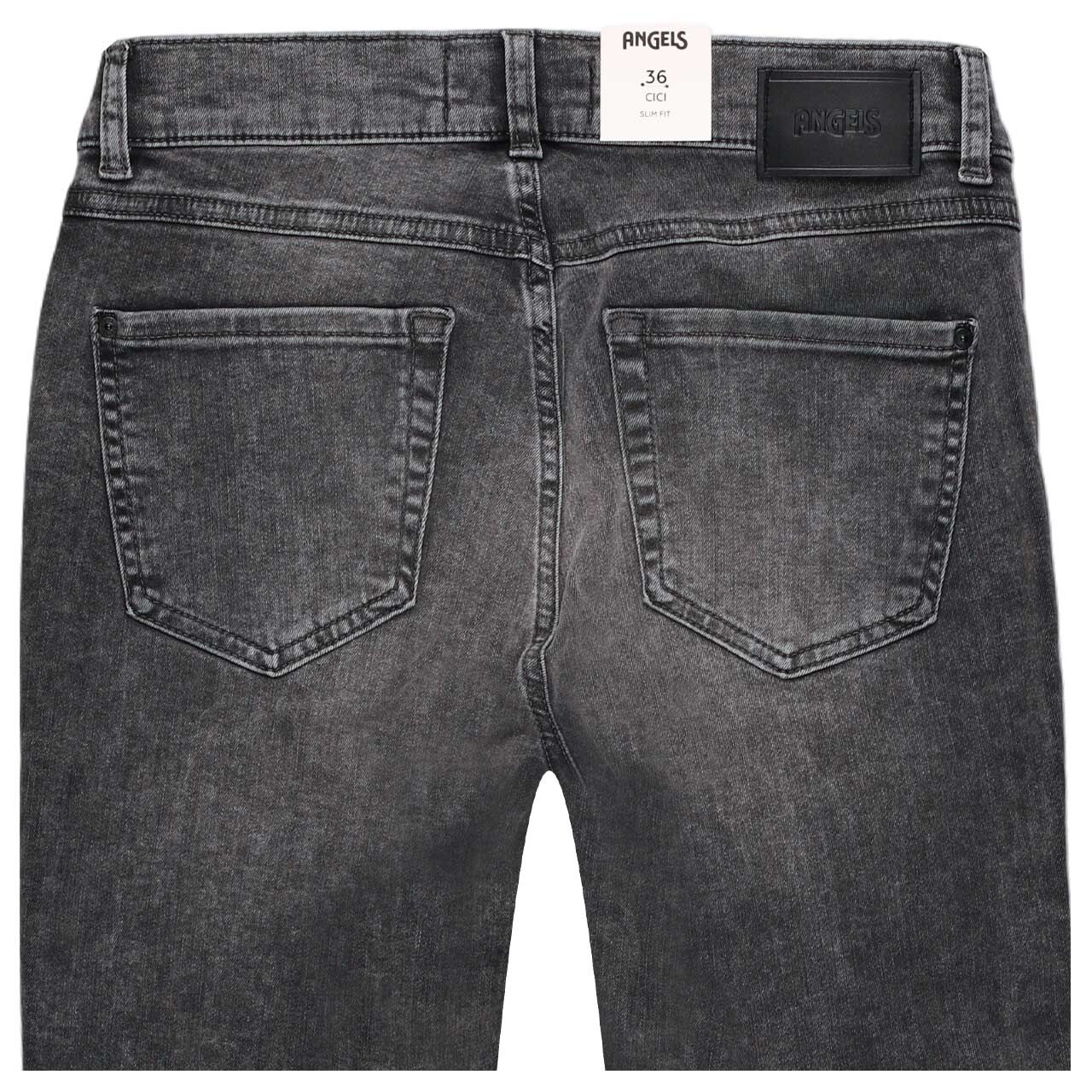 Damen 7/8 Jeans Cici Crop Glam von Angels in Grau verwaschen mit Strass, detaillierte Rückansicht