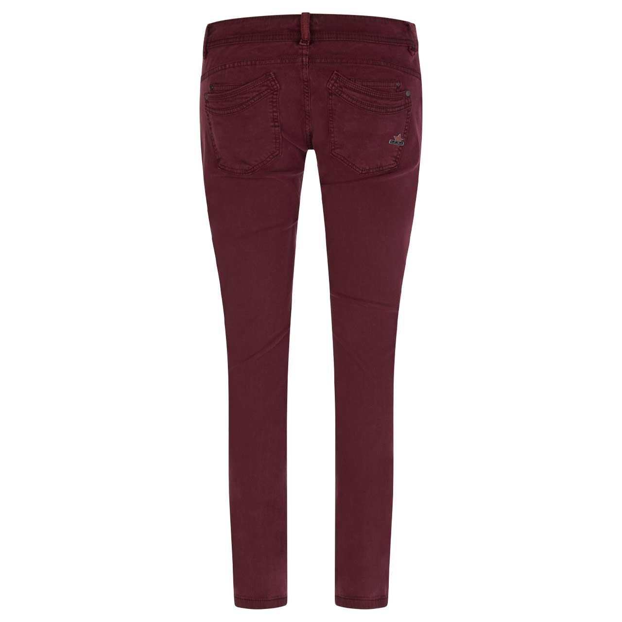 Damen Ankle Baumwollhose Malibu Cropped Stretch Twill von Buena Vista in Burgunderrot, Rückansicht