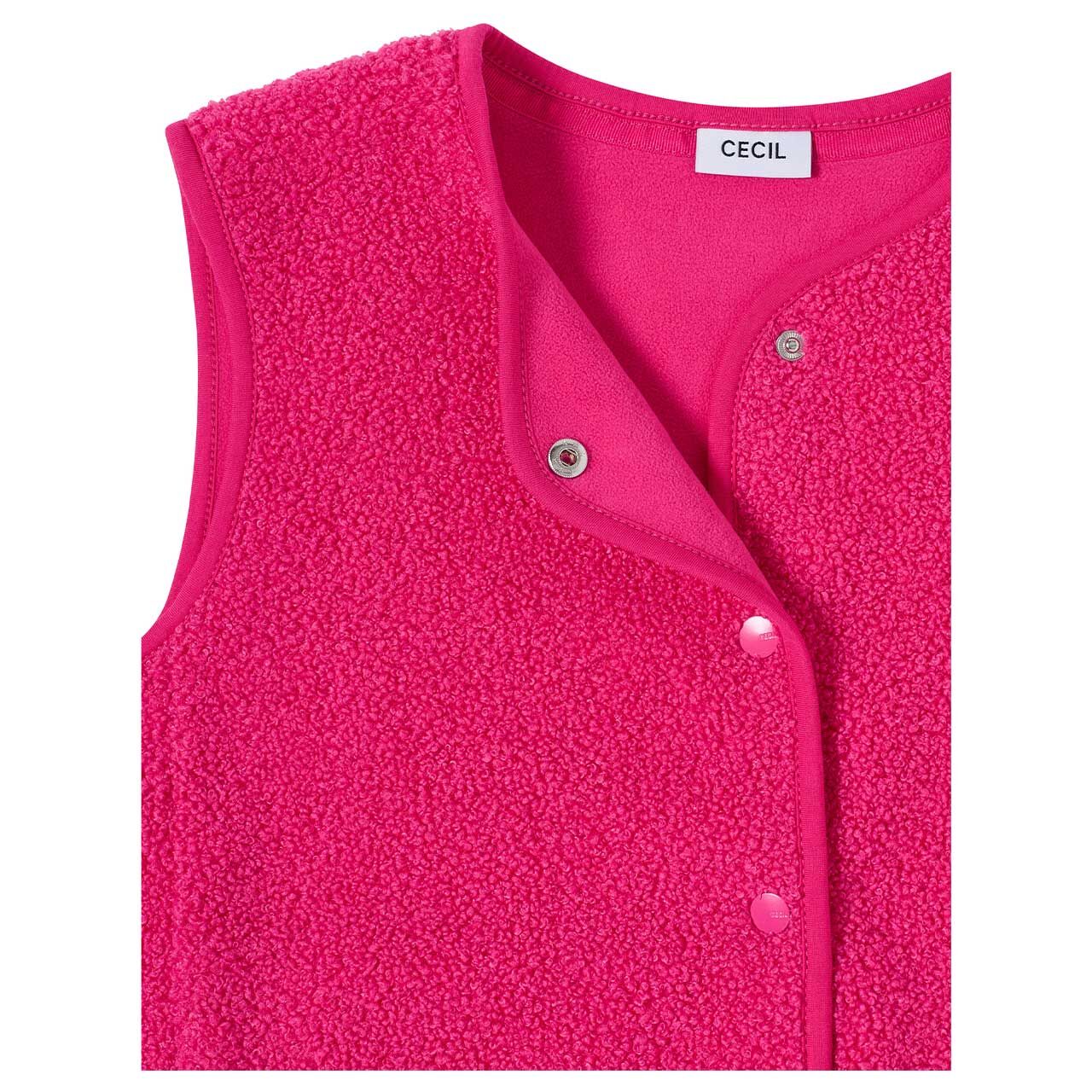Damen Weste Curly Fake Wool Vest von Cecil in Pink, Detailansicht vorne