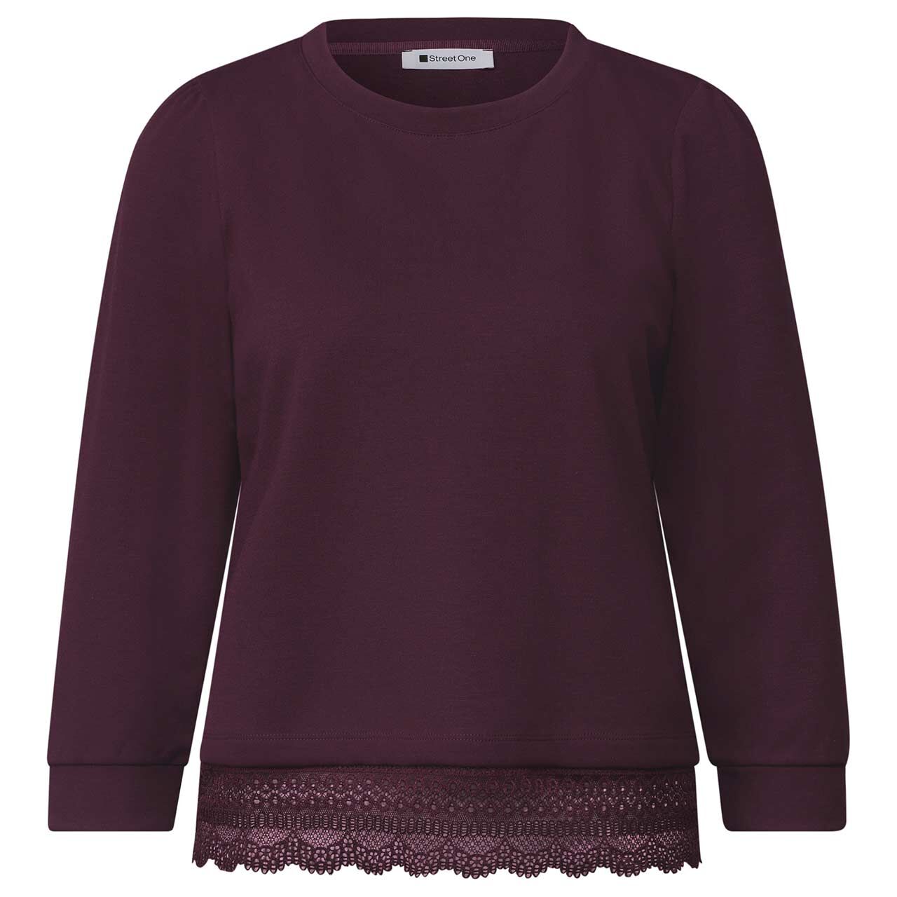 Street One Damen 3/4 Arm Shirt Lace Bottom rustic rouge