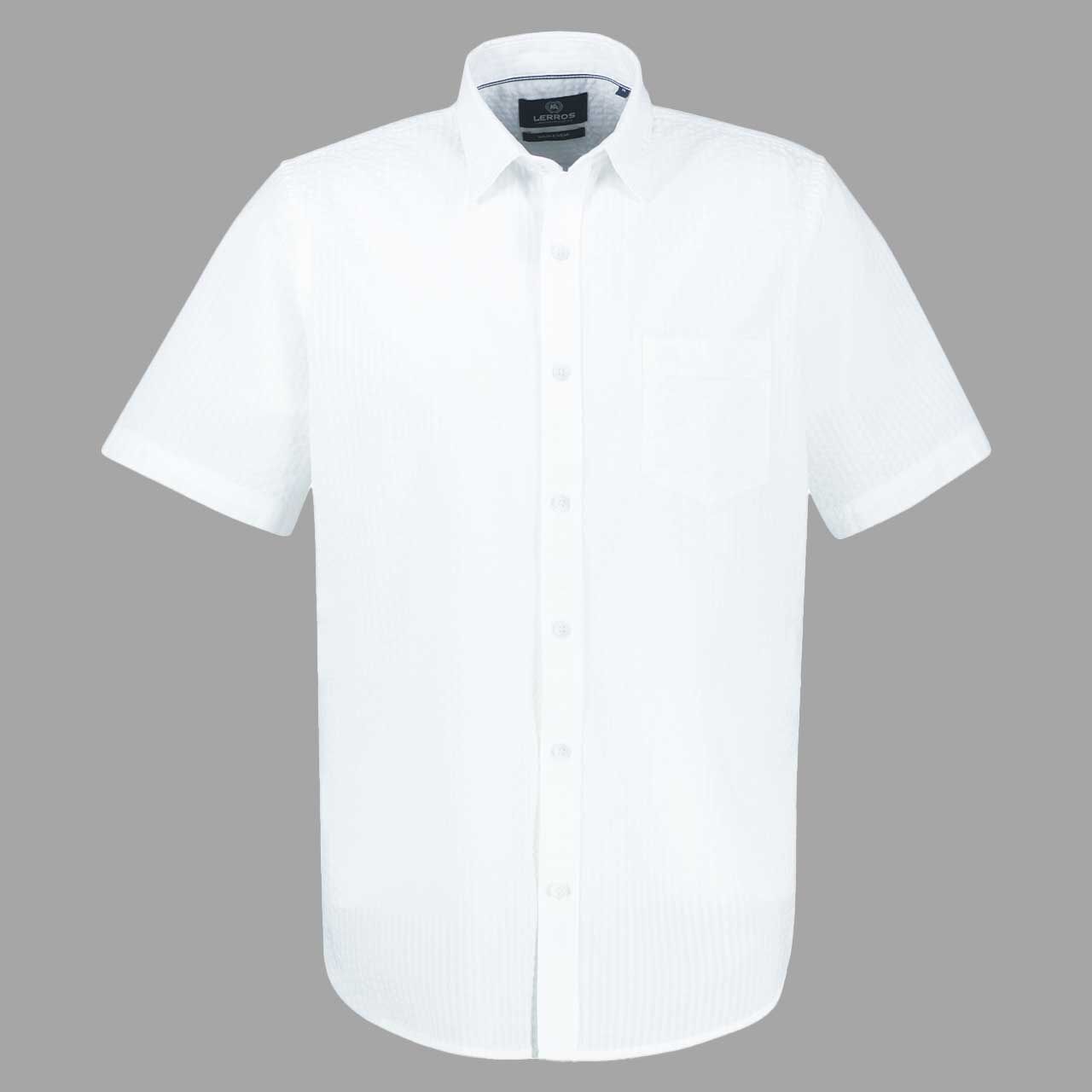 Lerros Herren Seersucker 1/2 Arm Hemd white