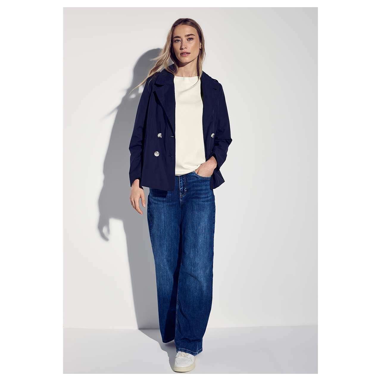 Street One Damen T-Shirt U-Boat Rib Collar off white