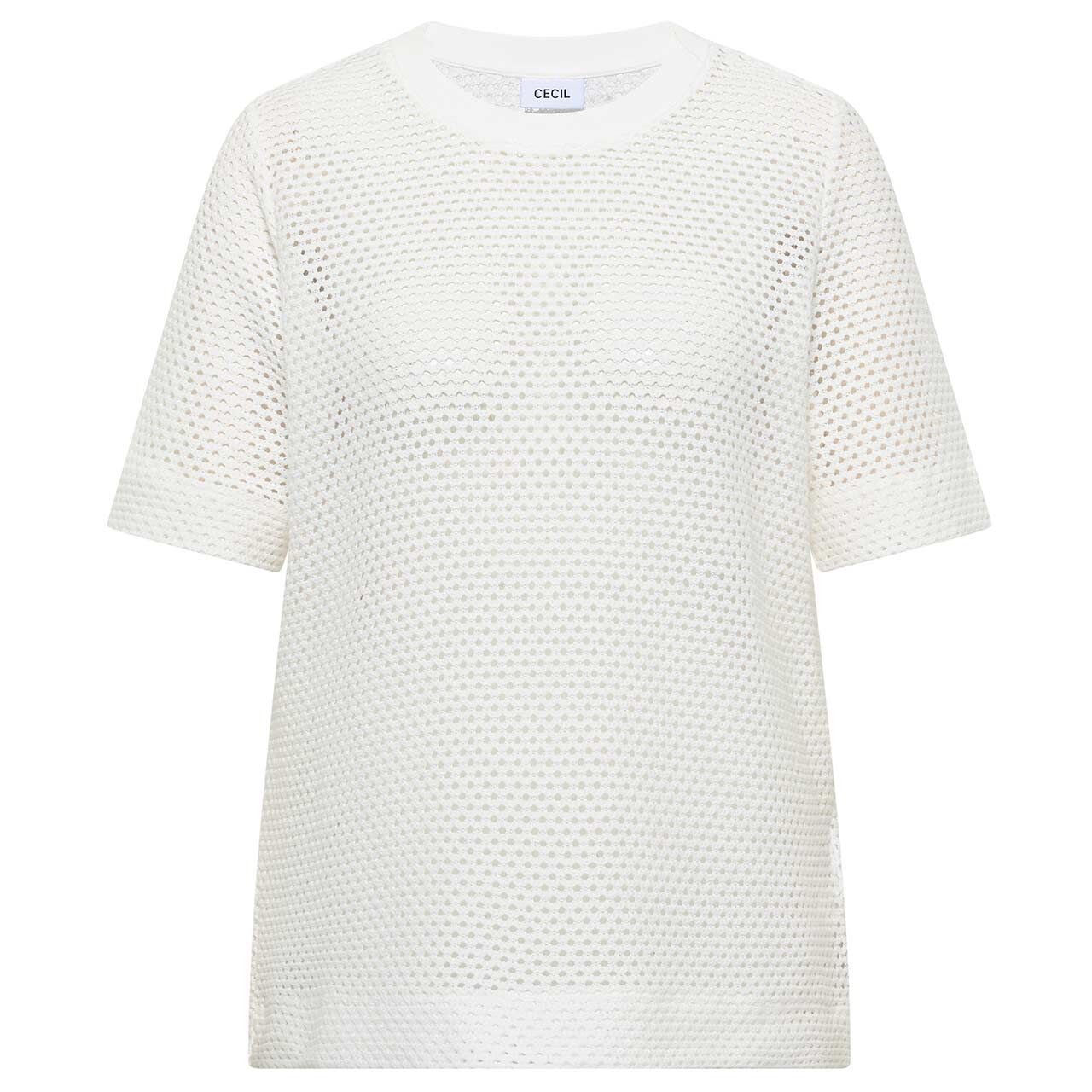 Cecil Damen T-Shirt Ajour Knit vanilla white