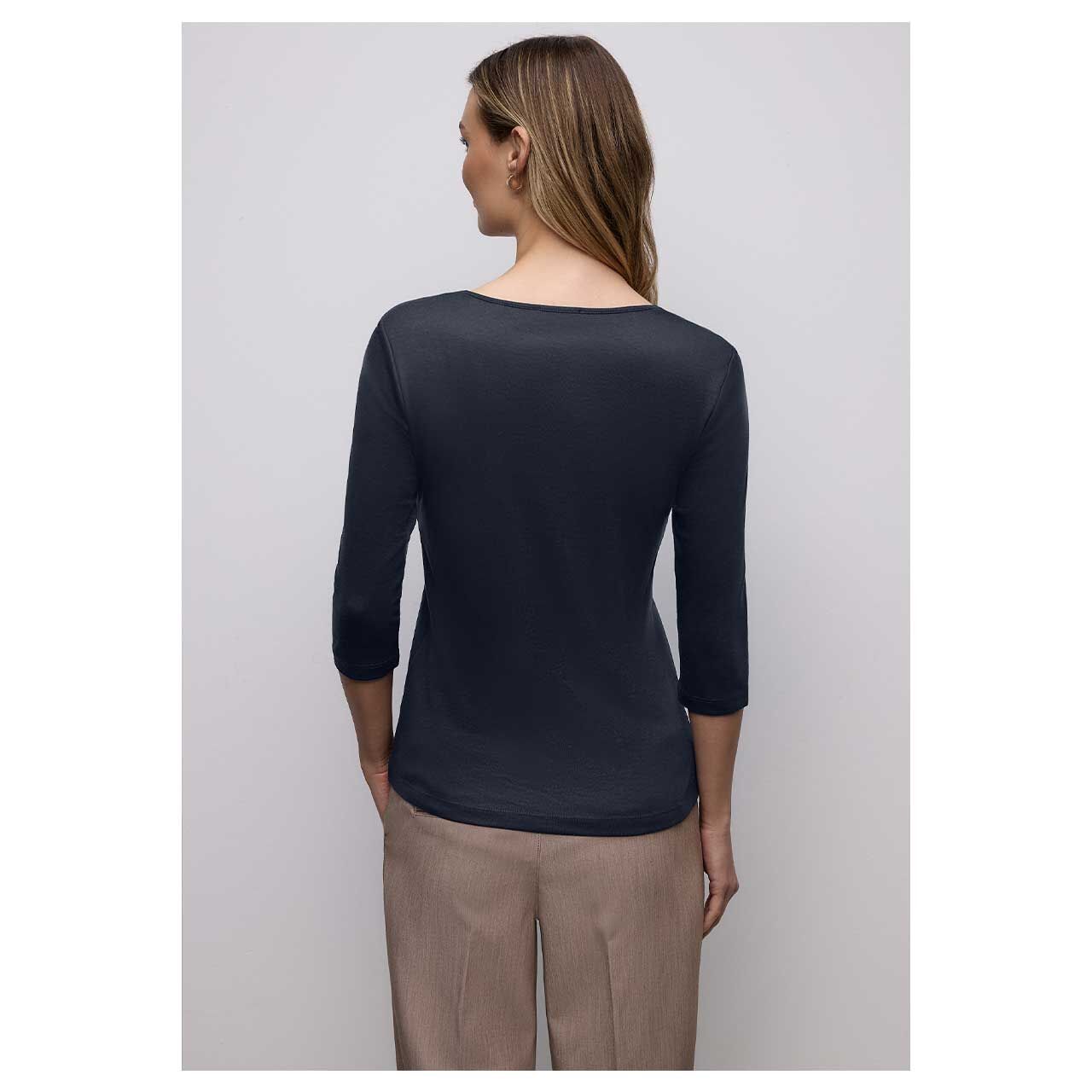 Damen 3/4 Arm Shirt von Street One in Dunkelblau, Rückansicht am Model