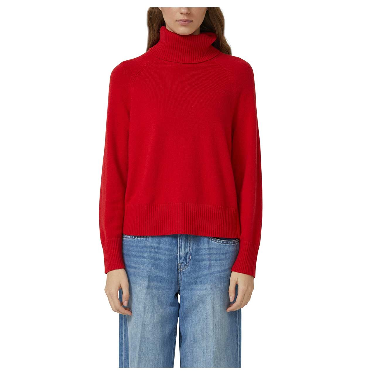 s.Oliver Damen Rollkragen Pullover in Rot, Vorderansicht am Model