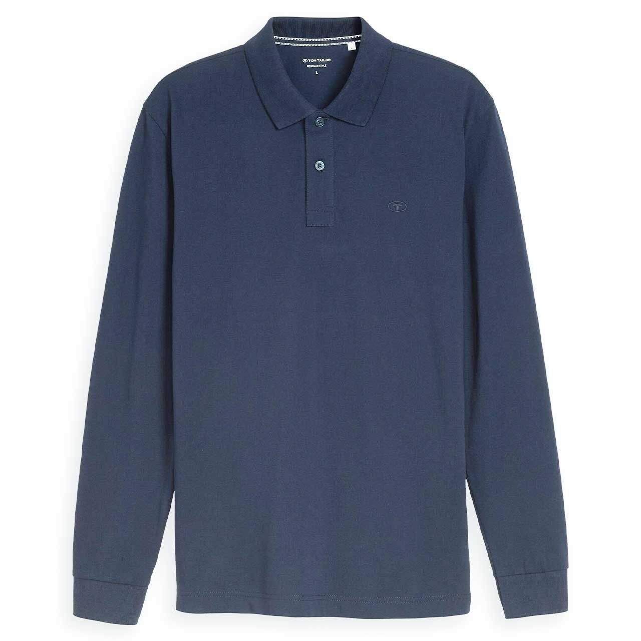 Tom Tailor Herren Polo Pullover Basic Longsleeve sky captain blue