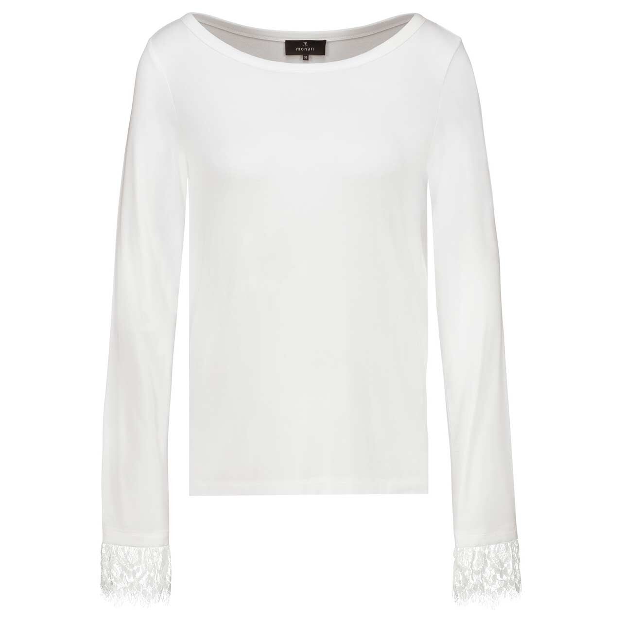 Monari Damen Langarm Shirt off white lace