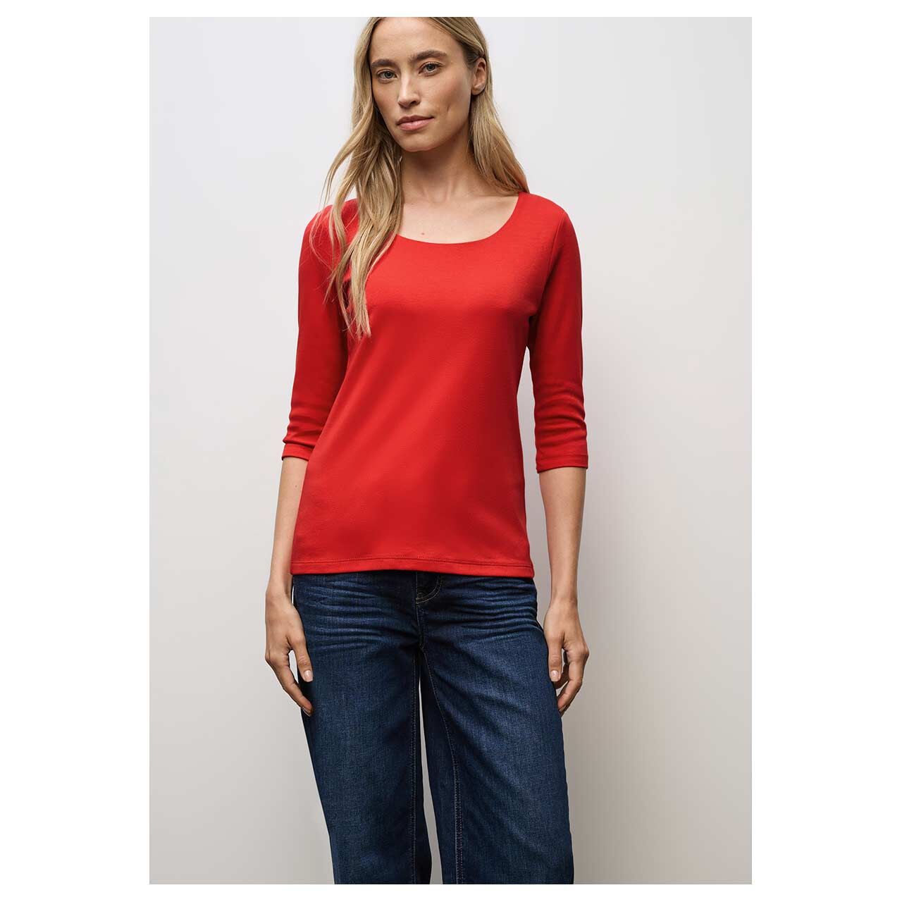 Damen 3/4 Arm Shirt Pania von Cecil in Rot, Vorderansicht am Model