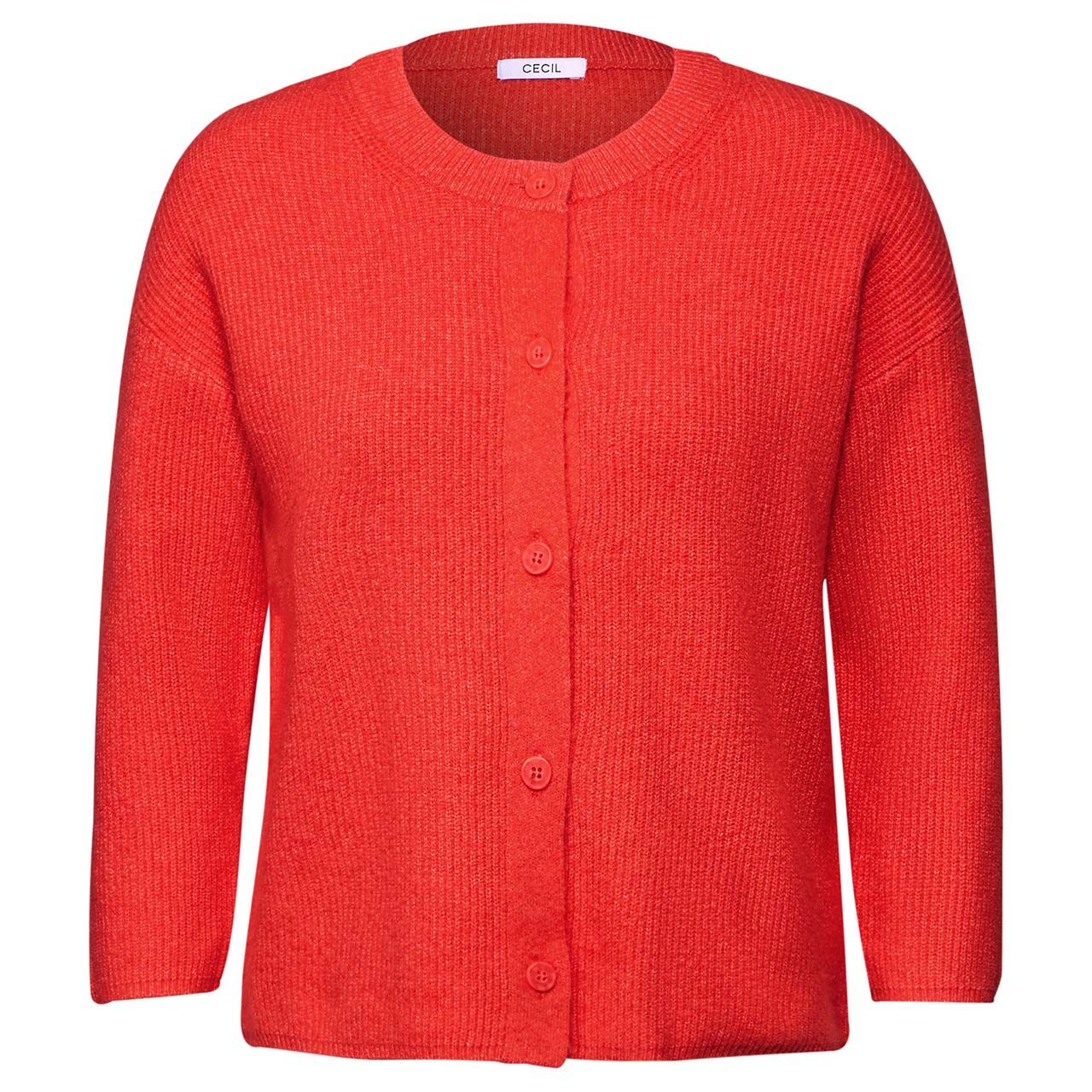 Cecil Damen 3/4 Arm Strickjacke Short Cosy Cardigan juicy orange melange