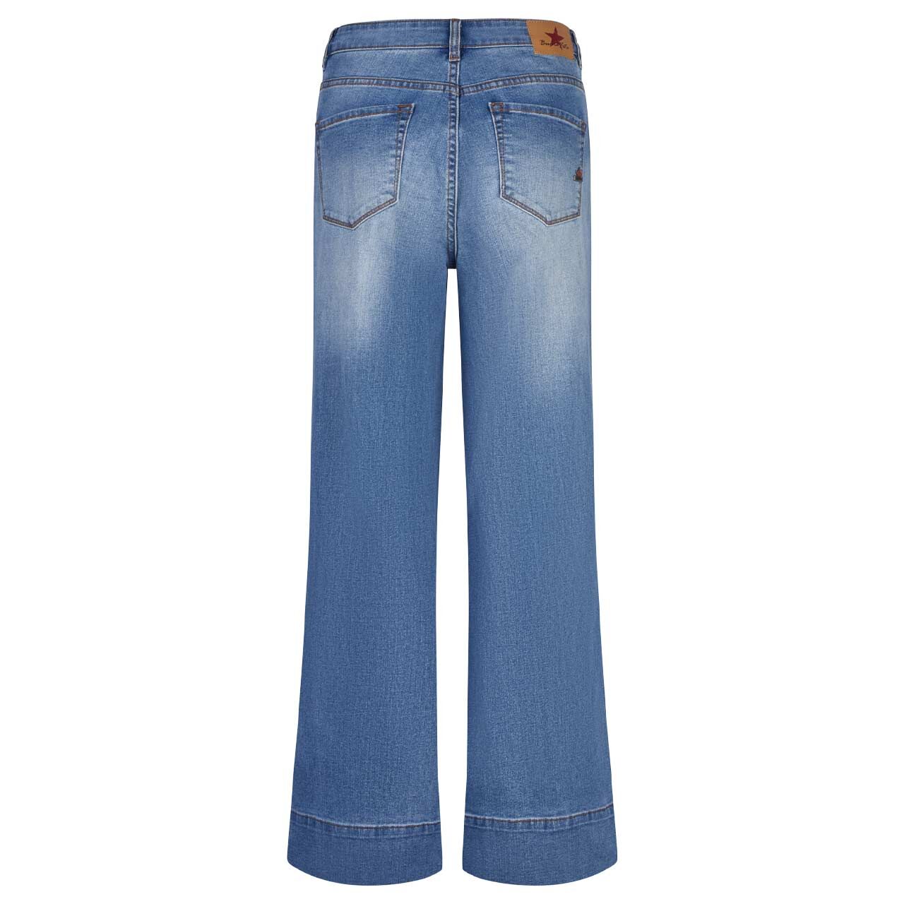 Damenjeans Wide Leg Stretch Denim von Buena Vista in Blau angewaschen, Rückansicht