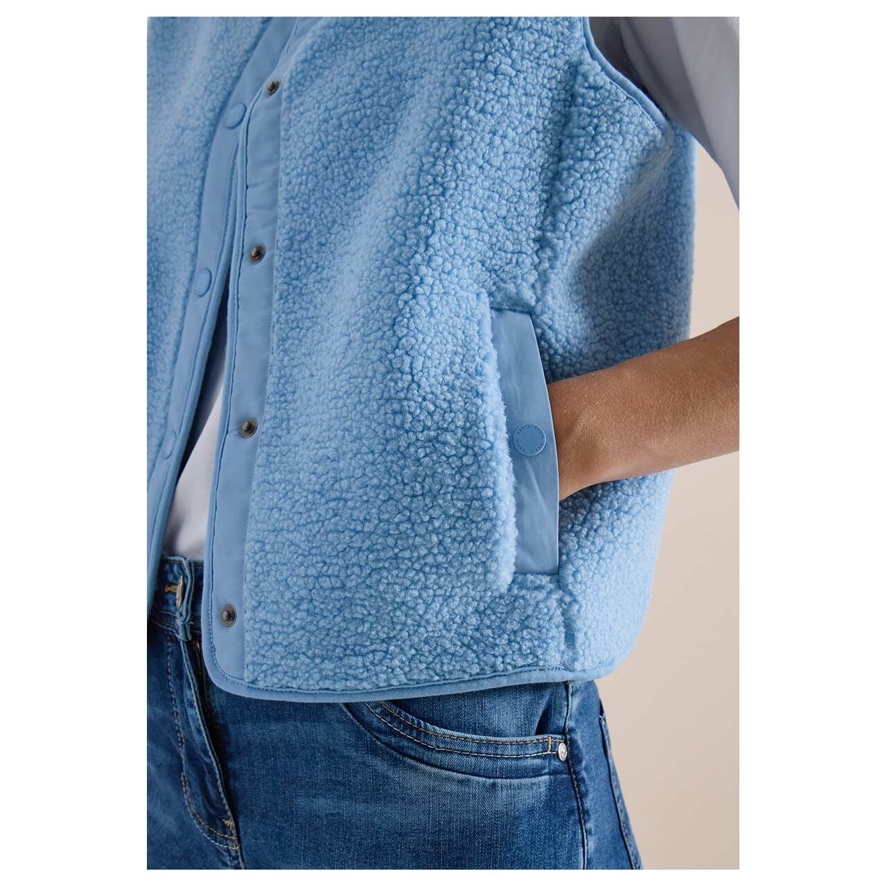 Cecil Damen Teddy Weste Solid Matmix Vest easy blue