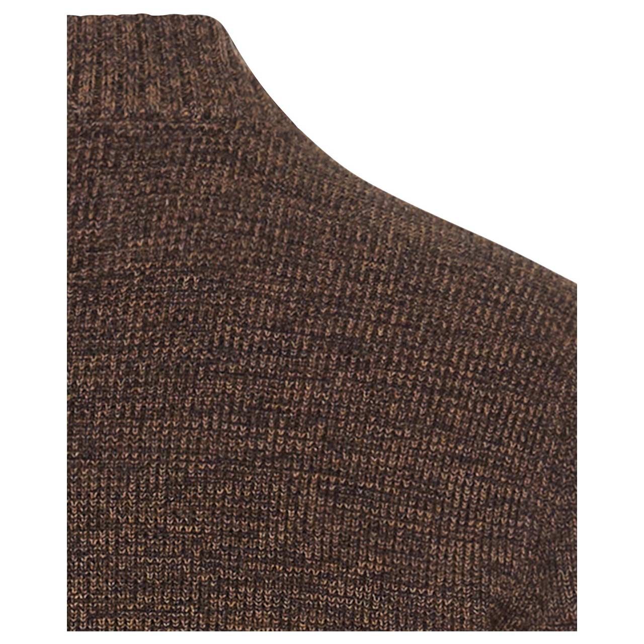 Herren Strickjacke von Camel active in der Farbe Dunkelbraun meliert, Detailansicht hinten