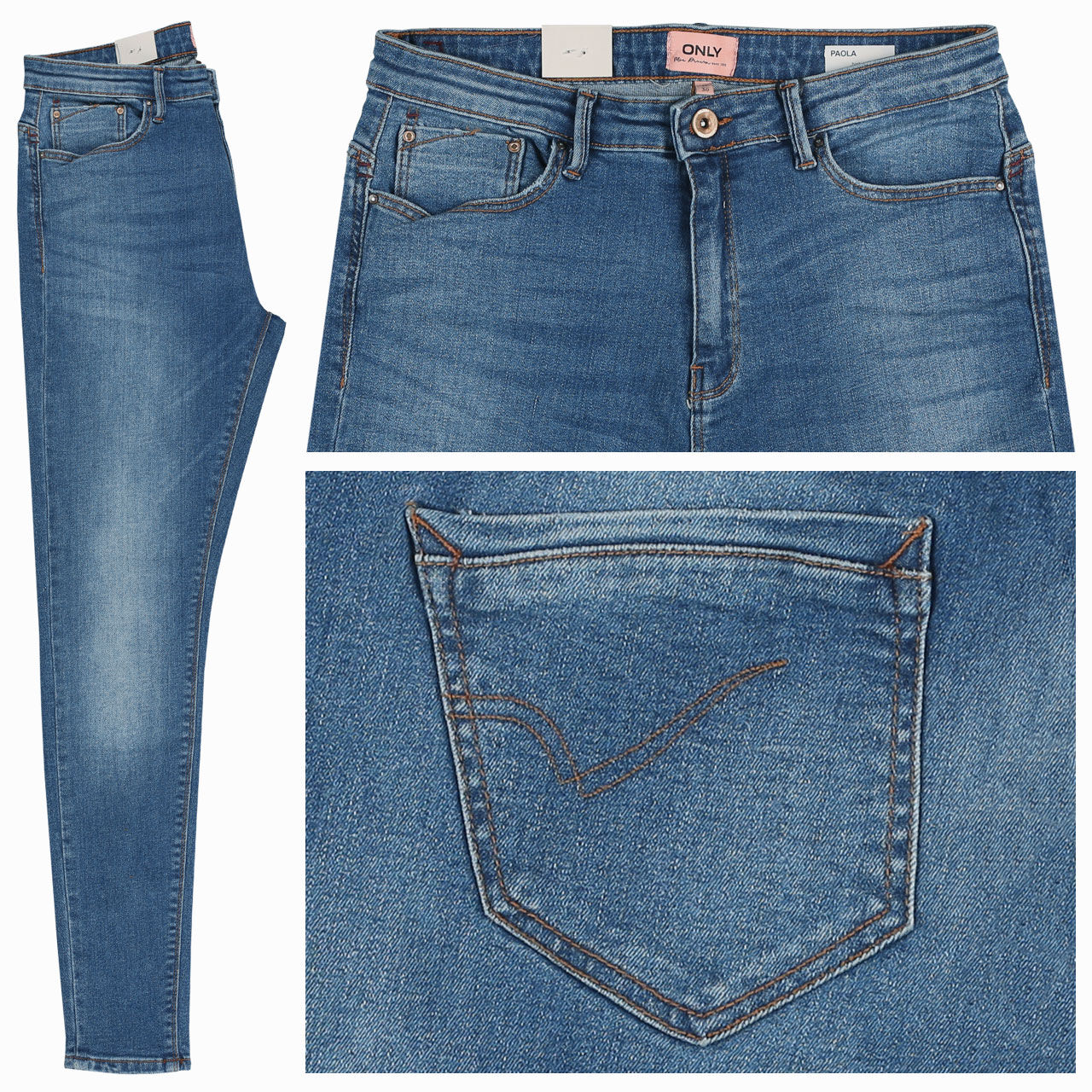 Only Jeans Paola Skinny für Damen in Mittelblau verwaschen