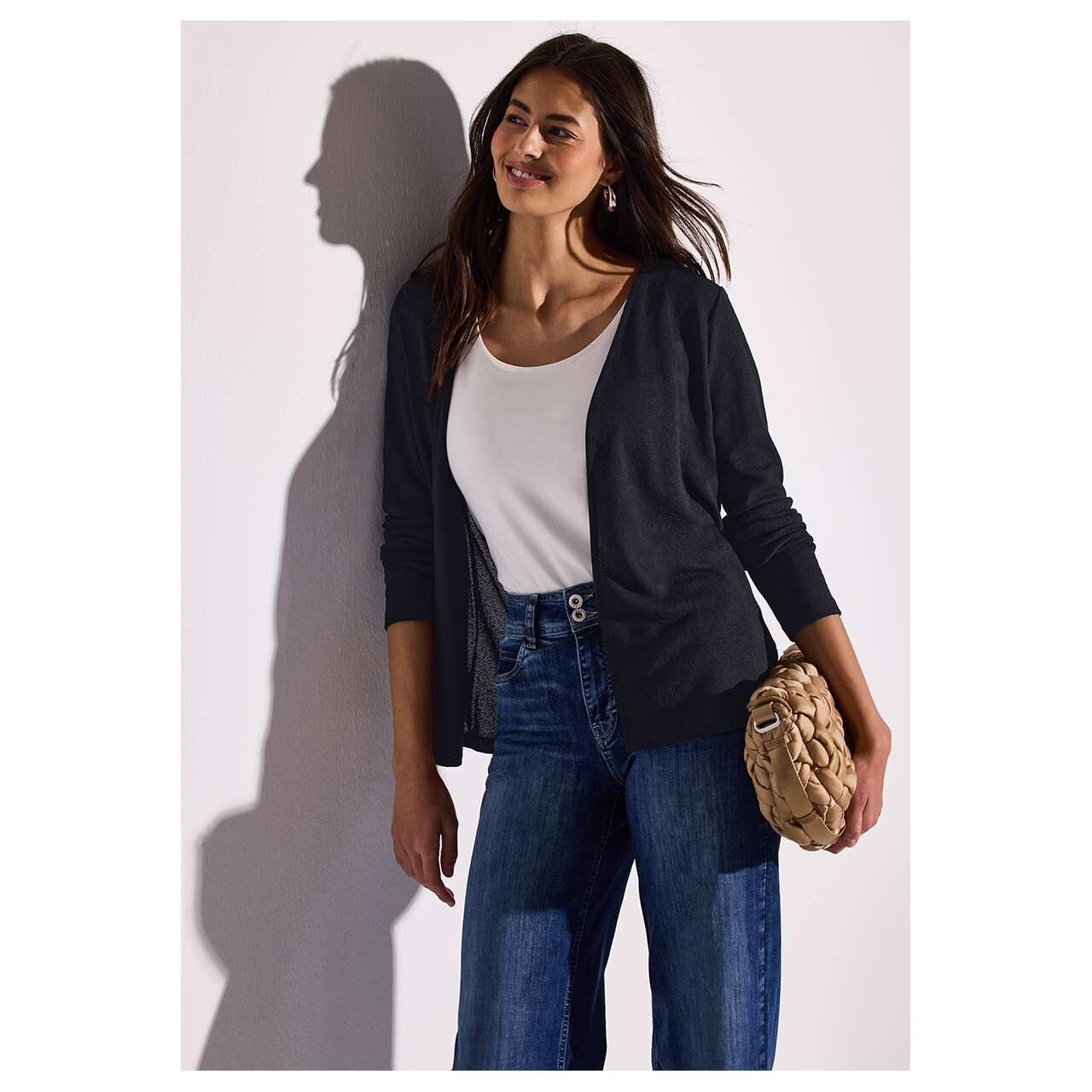 Street One Damen Strickjacke Nette Knit Look deep blue
