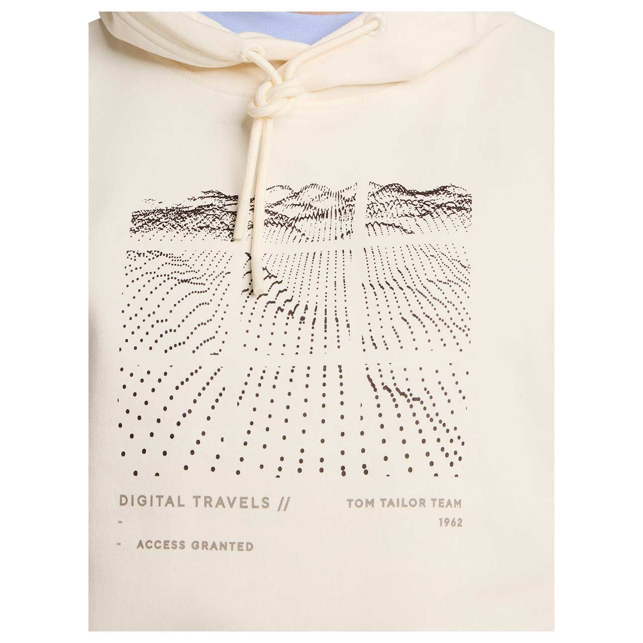 Herren Hoodie Sweatshirt von Tom Tailor in Cremeweiß mit Print, Detailansicht Print
