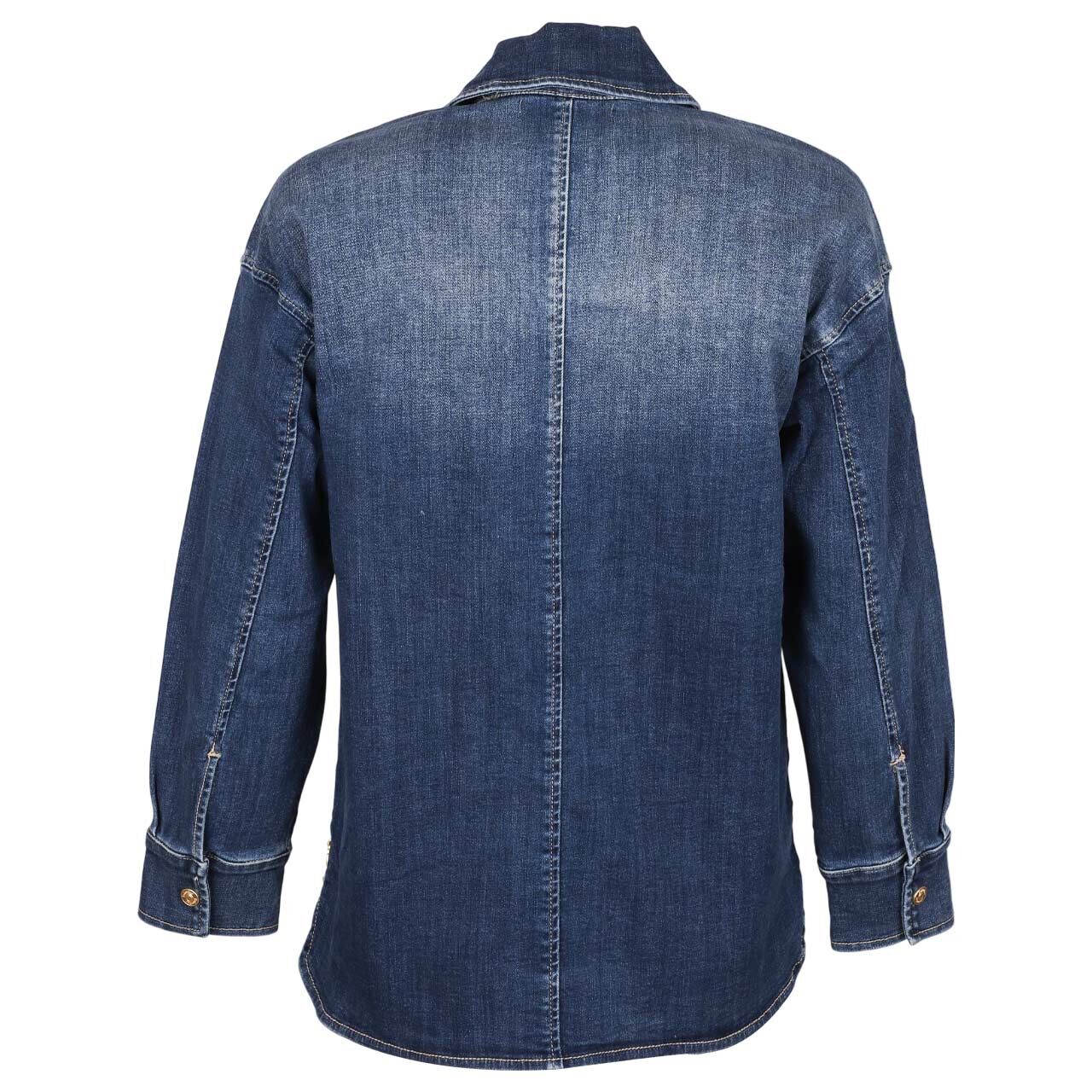 Damen Langarm Bluse von  Senoritas ICON in Blau angewaschen, Rückansicht