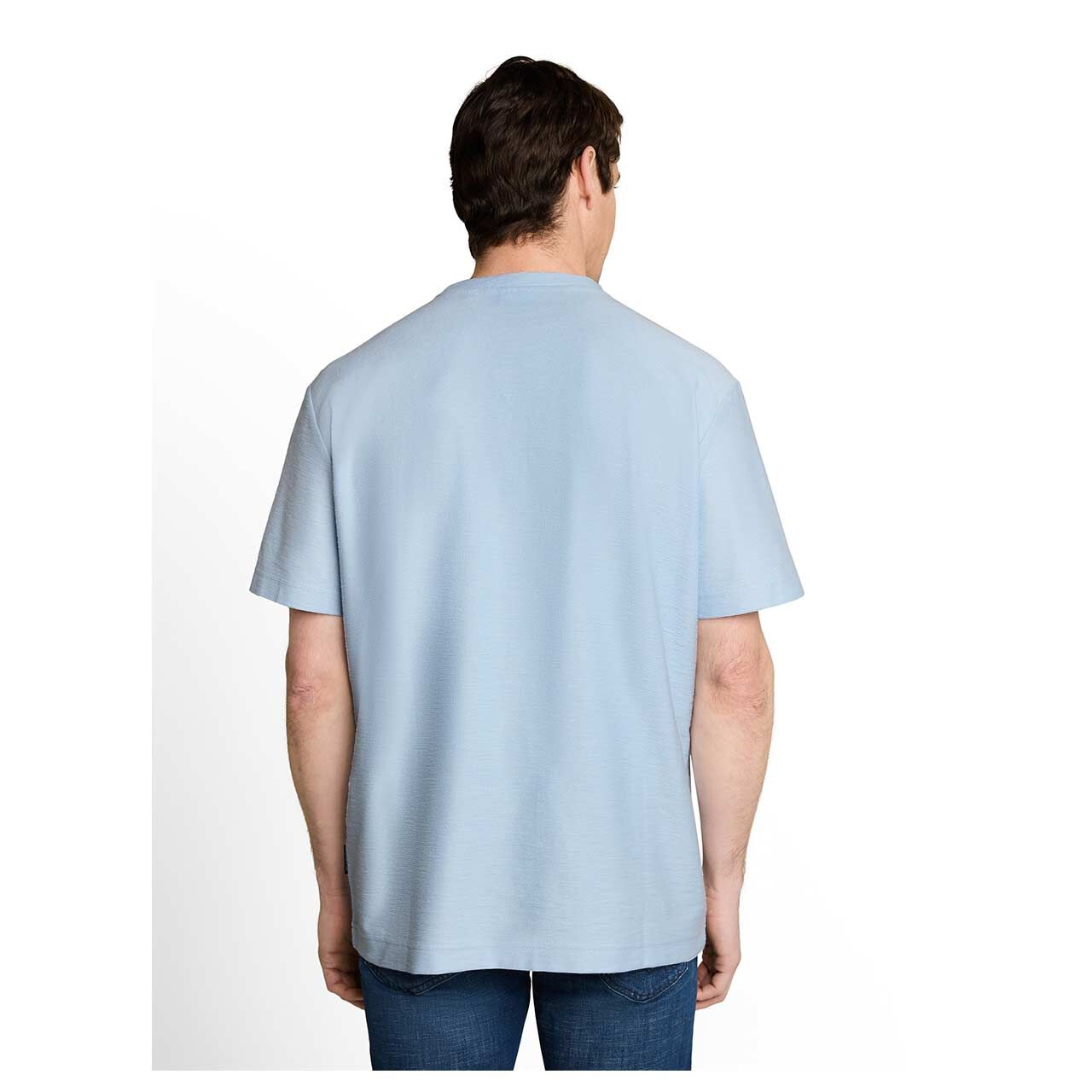 Herren T-Shirt von Tom Tailor in Hellblau, Rückansicht am Model